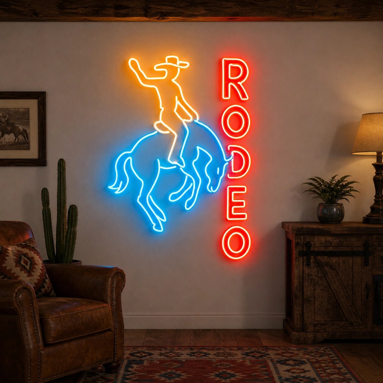 Rodeo Cowboy Horseback Vintage LED Neon Sign - Shineneon
