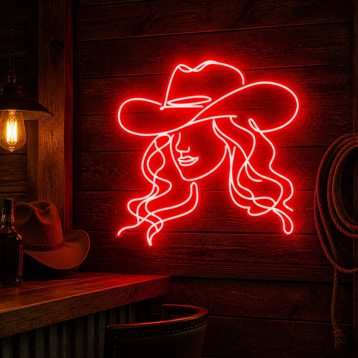Rodeo Cowgirl Face Vintage LED Neon Sign high-converting product image
