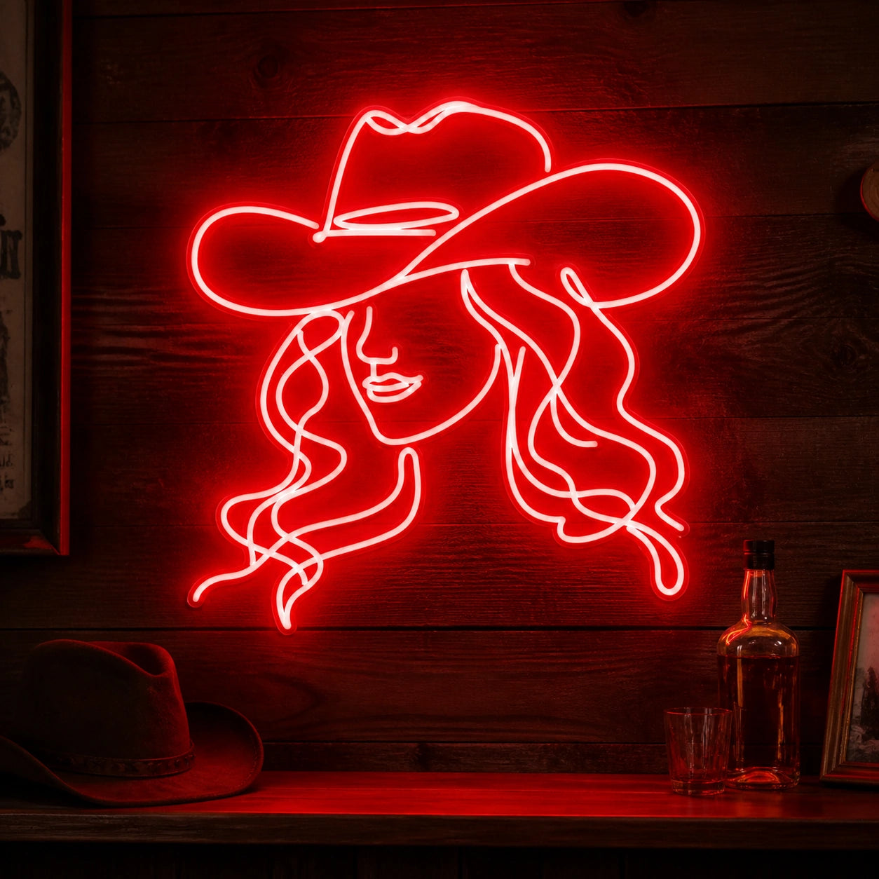 Rodeo Cowgirl Face Vintage LED Neon Sign real lifestyle scene