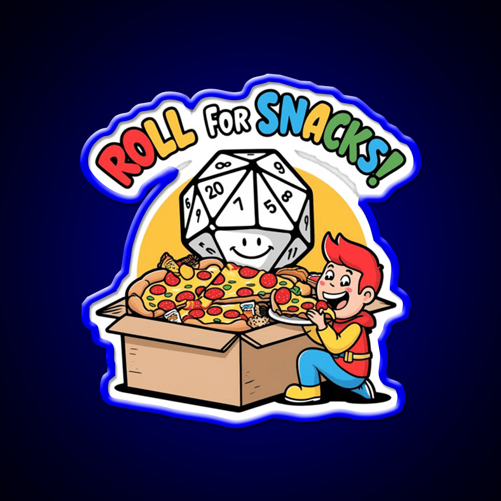 Roll For Snacks D20 Gamer Snack Food Led Neon Sign Rgb Color - Shineneon