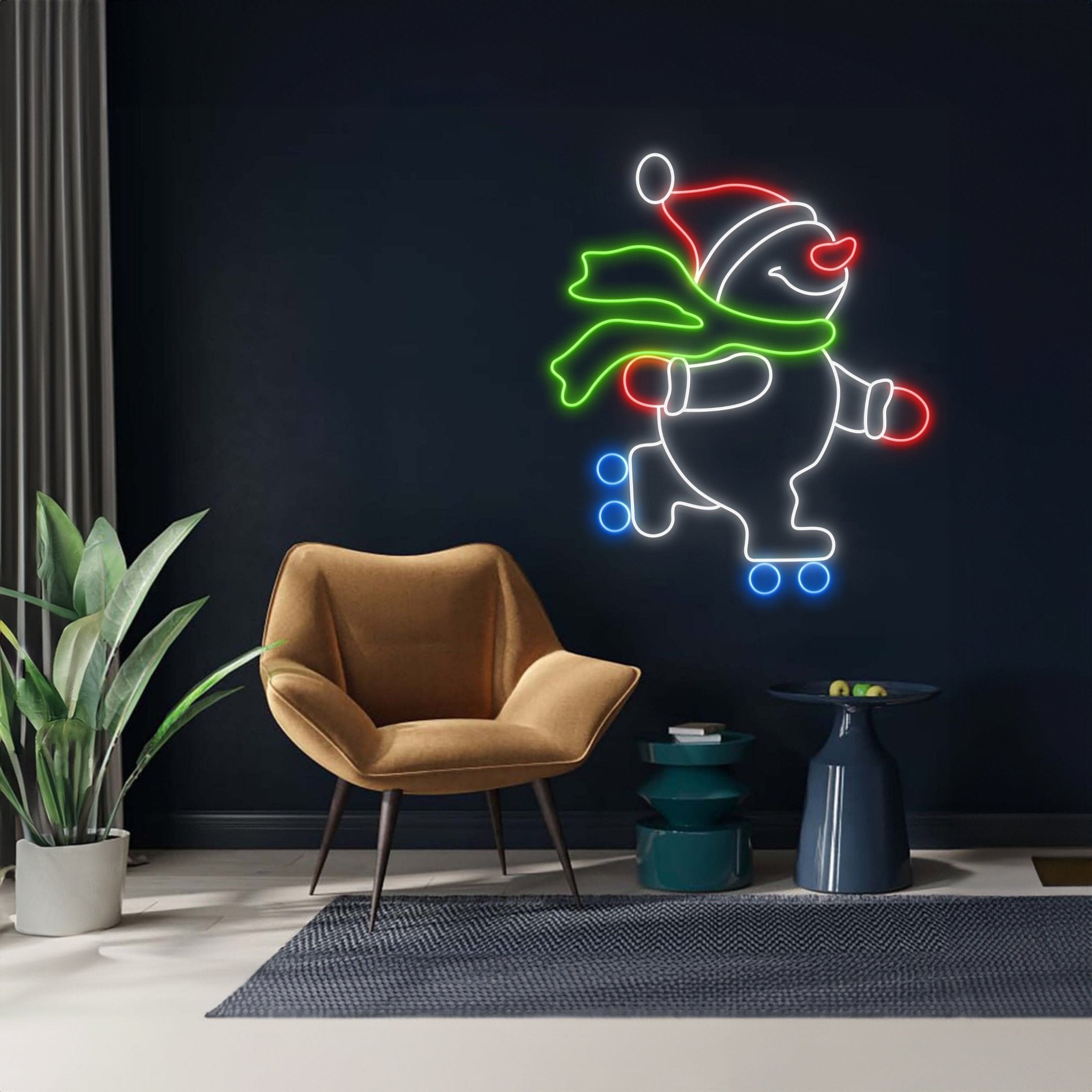 Roller Skating Snowman Neon Sign - Shineneon