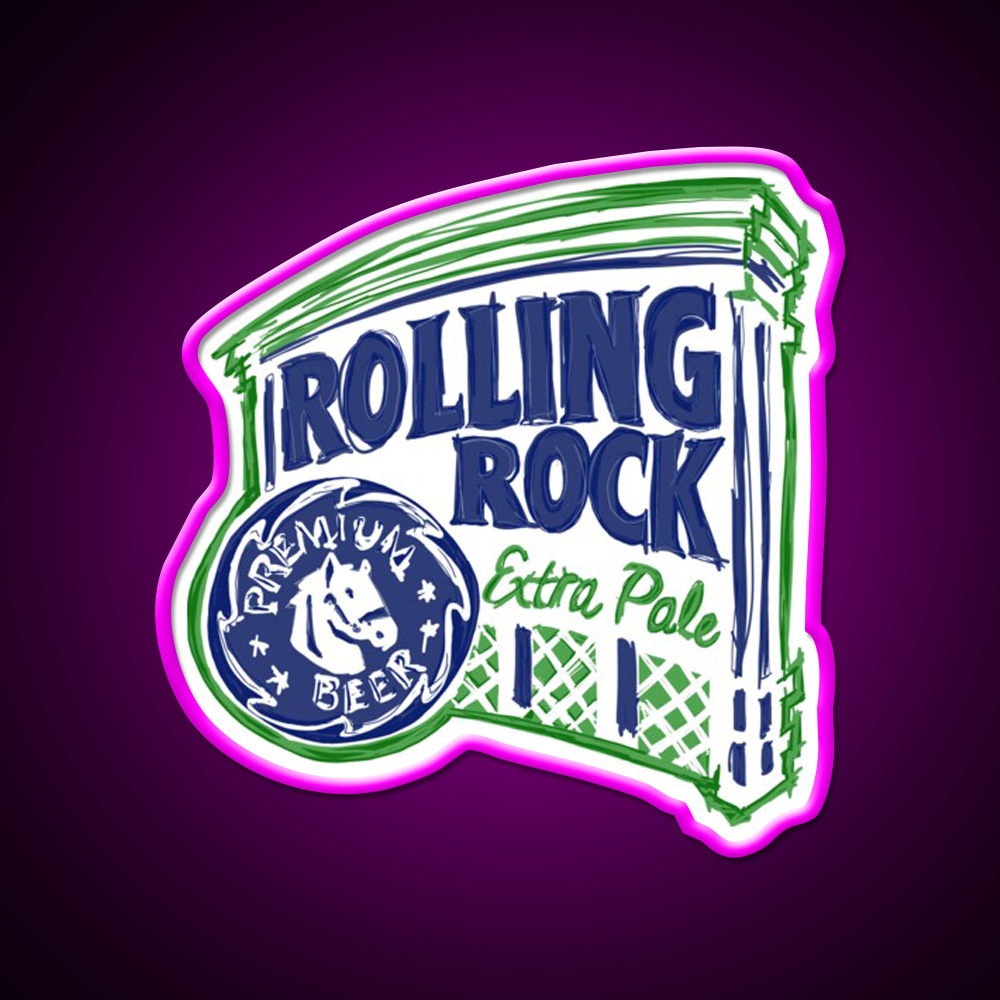 Rolling Rock Pop Beer Bar Decor Led Neon Sign Rgb Color - Neon sign mounted on wall in room