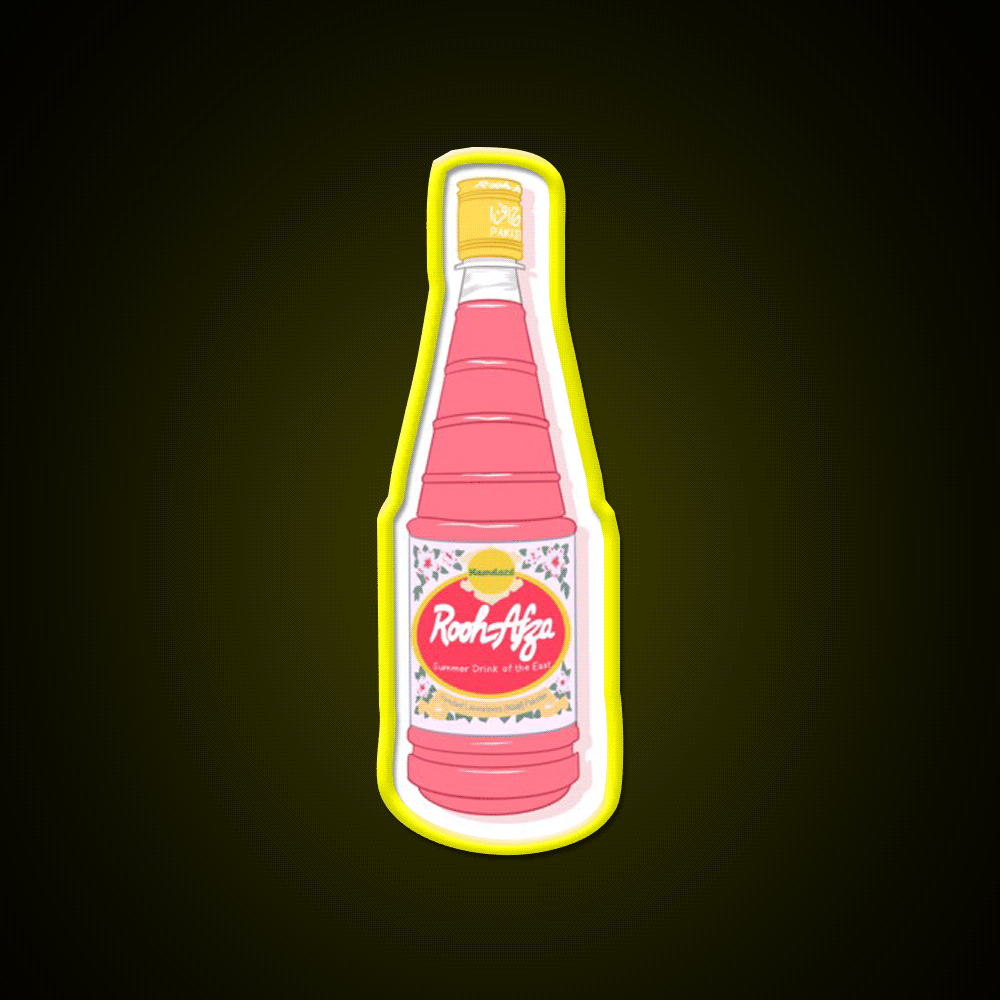Rooh Afza Bottle Snack Food Led Neon Sign Rgb Color - Custom LED neon sign front view