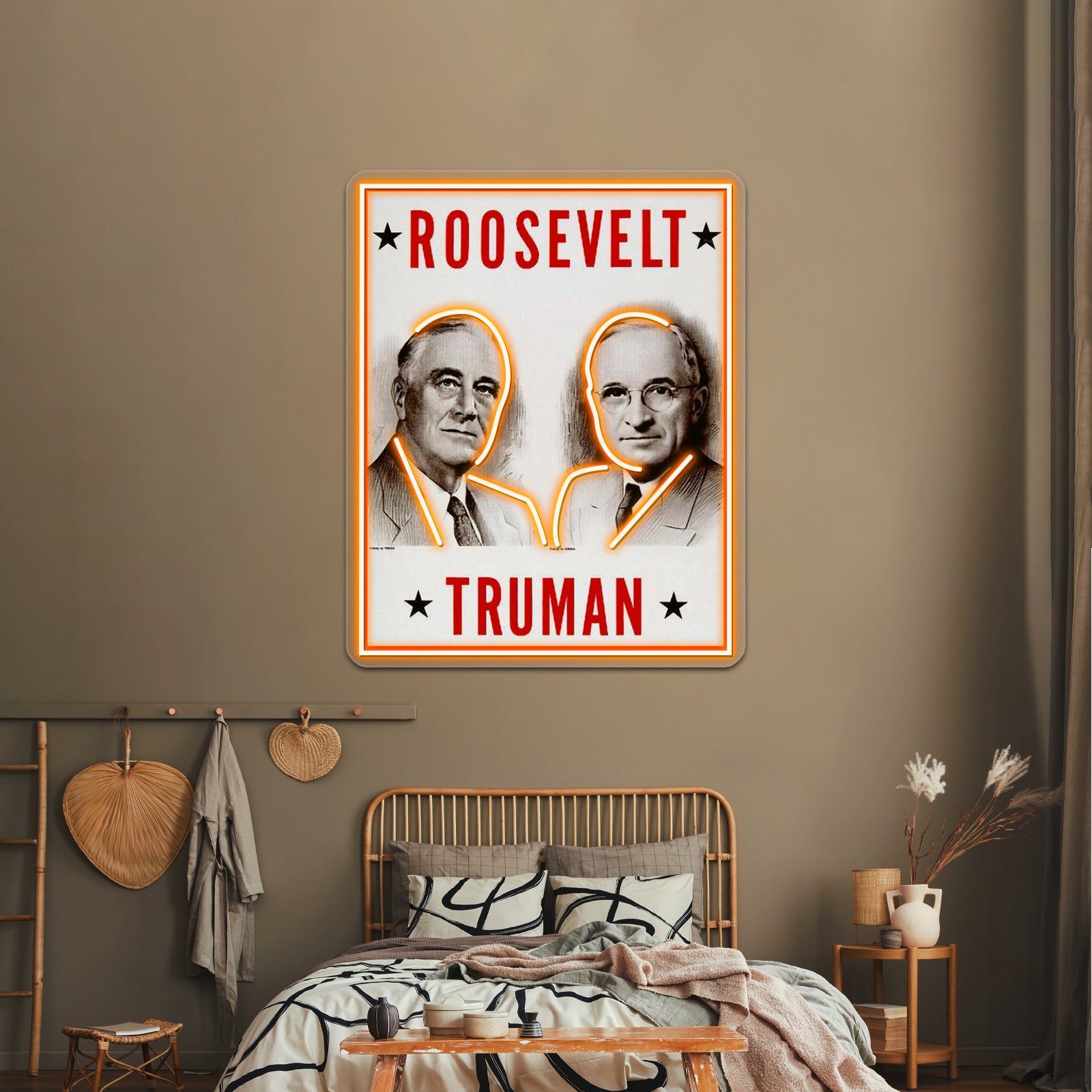 Roosevelt And Truman Vintage Election Advertisement Print Wall Artwork Neon Signs | Shineneon