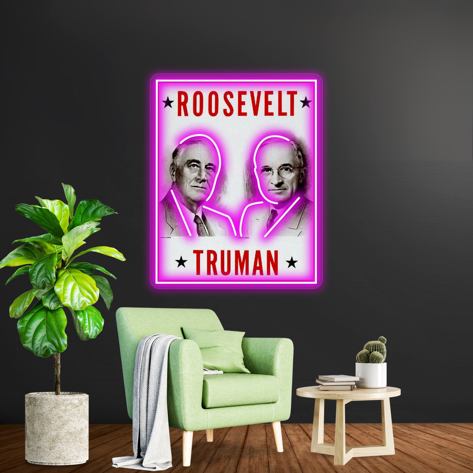Roosevelt And Truman Vintage Election Advertisement Print Wall Artwork Neon Signs | Shineneon