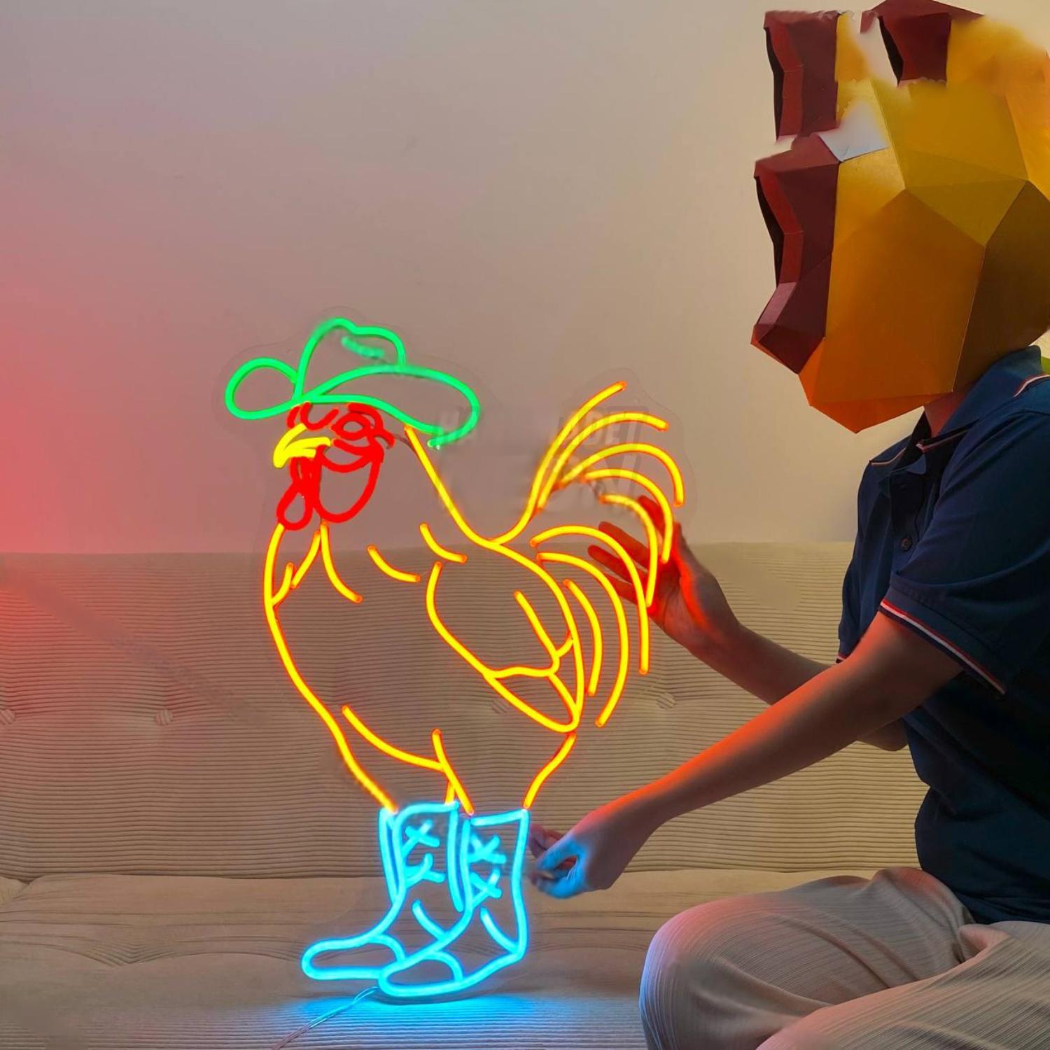 Rooster Cowboy Led Neon Sign Vintage Led Neon Sign | Shineneon