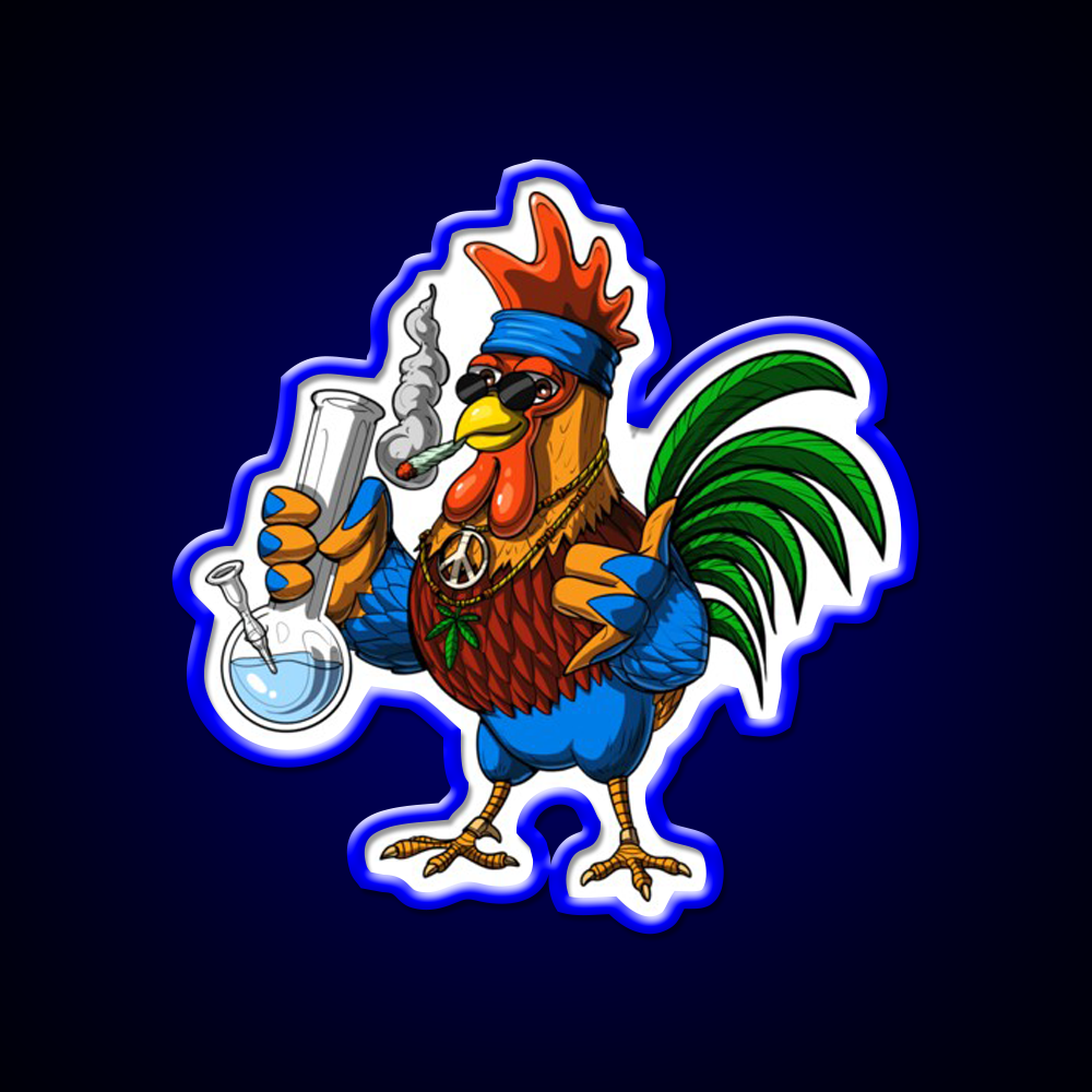 Rooster Hippie Stoner Hemp Inspired Green Leaf Led Neon Sign Rgb Color - LED neon sign view 5
