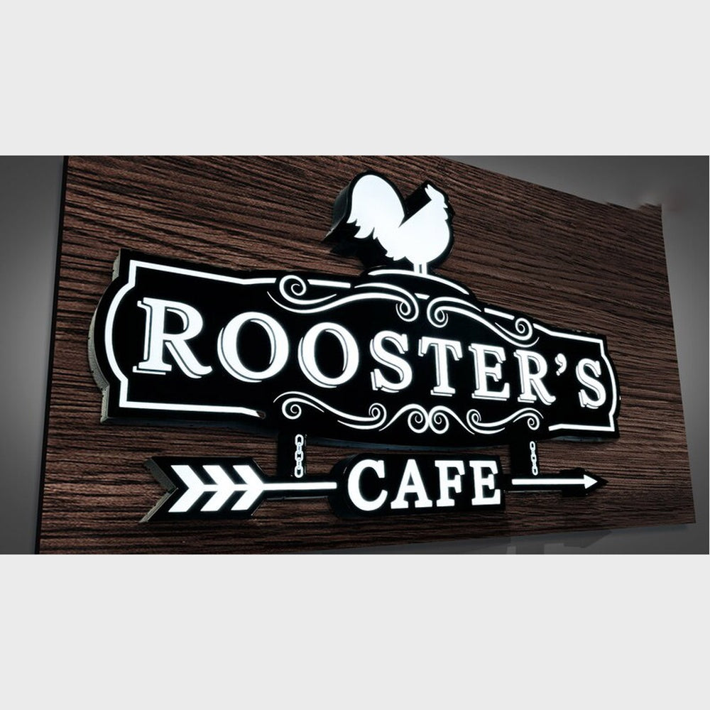 Roosters 3D Frontlit Channel Letters Led Light Sign