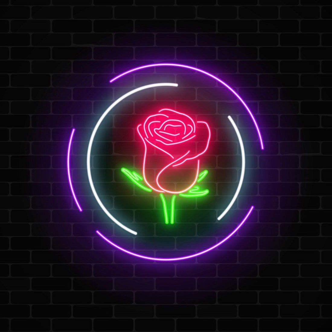 Rose In Round Led Sign Business Neon Sign - Shineneon
