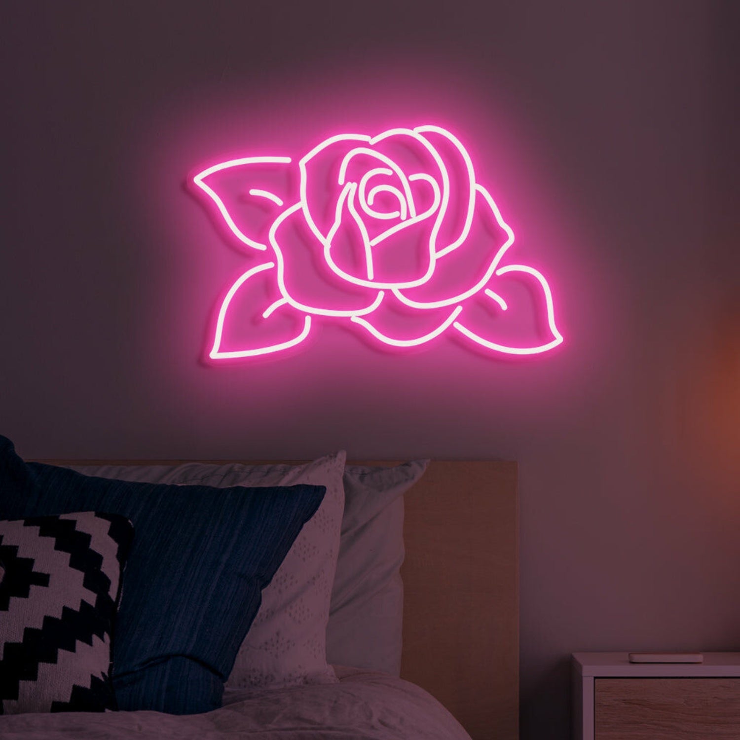 Rose Neon Romantic Bloom In Lustrous Light | Shineneon