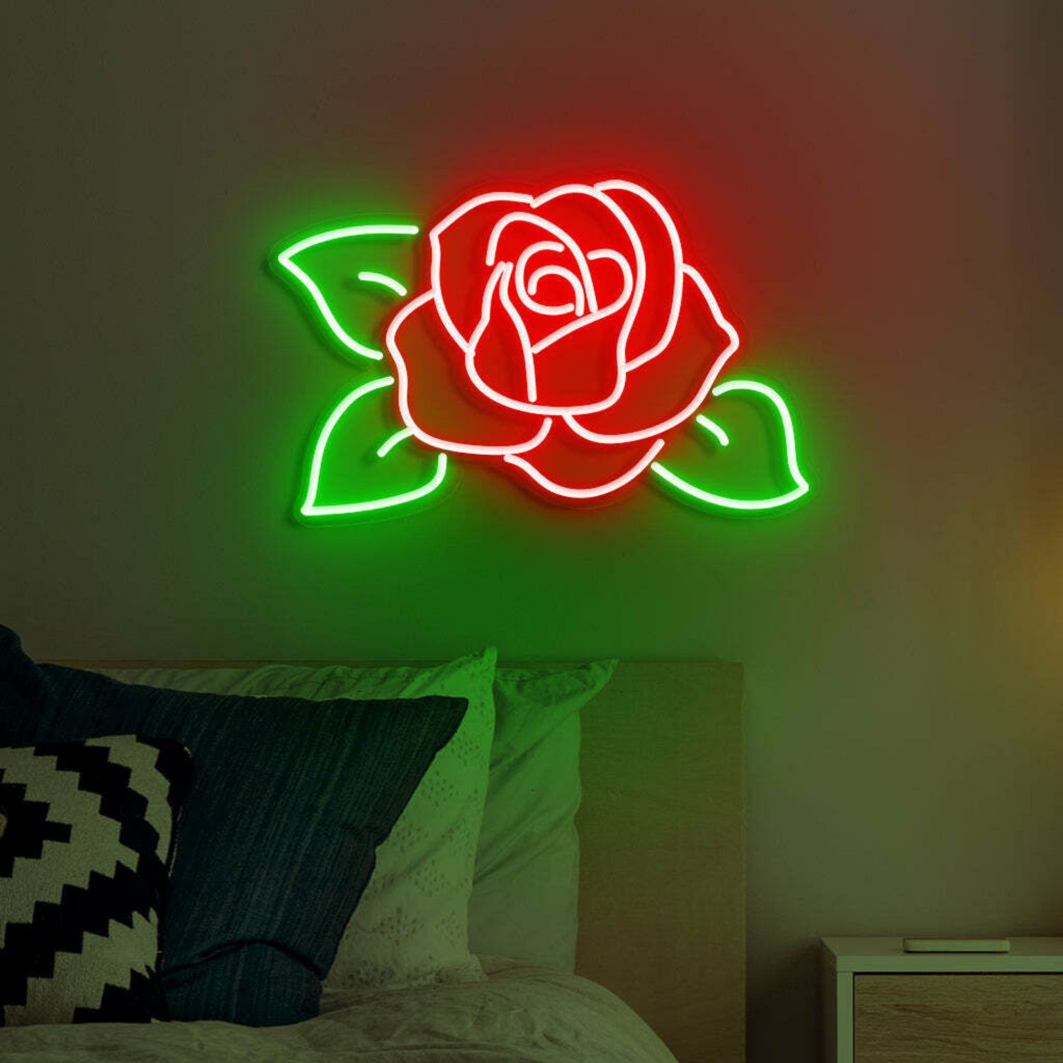 Rose Neon Romantic Bloom In Lustrous Light | Shineneon