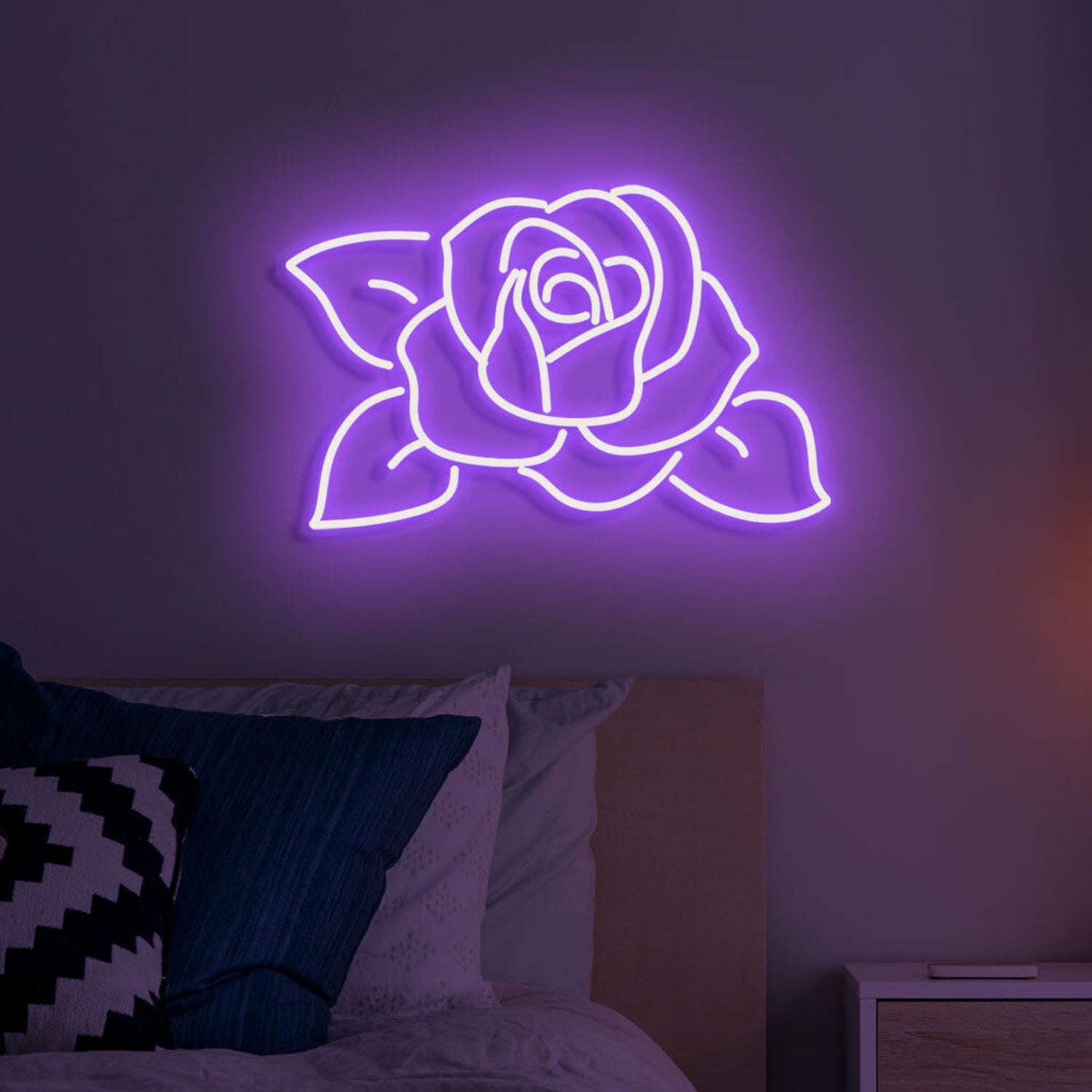 Rose Neon Romantic Bloom In Lustrous Light | Shineneon