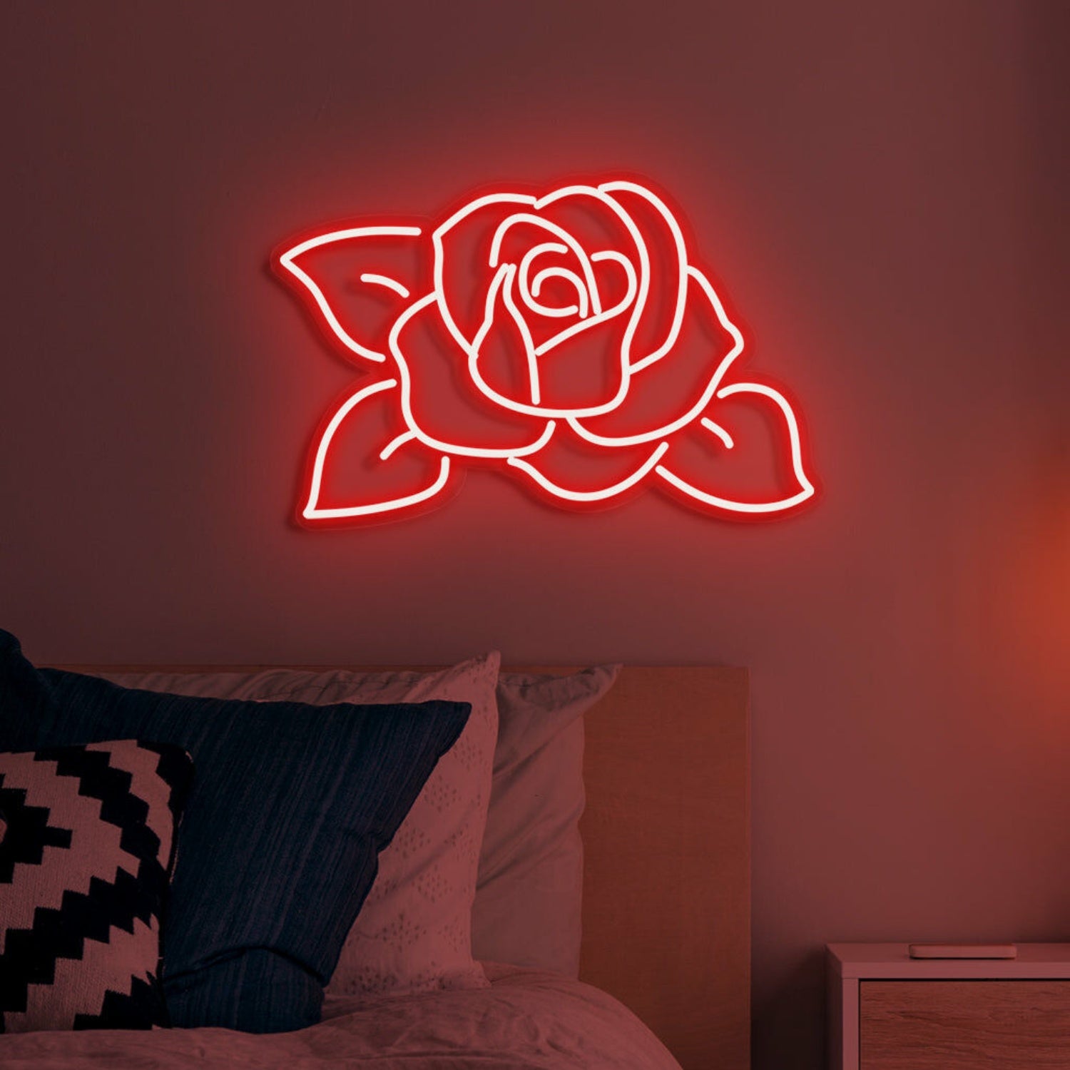 Rose Neon Romantic Bloom In Lustrous Light | Shineneon