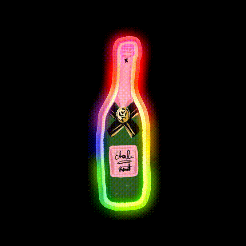 Rose Wine Cocktail Bar Decor Led Neon Sign Rgb Color - LED neon sign close-up detail