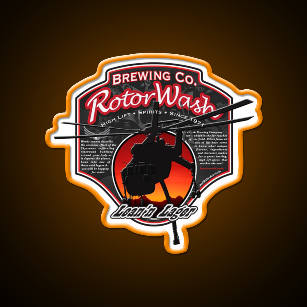 Rotorwash Brewing Co Leann Lager Skycrane Beer Bar Decor Led Neon Sign Rgb Color - LED neon sign view 6