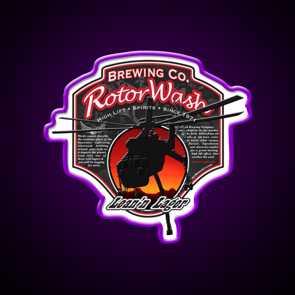 Rotorwash Brewing Co Leann Lager Skycrane Beer Bar Decor Led Neon Sign Rgb Color - LED neon sign view 9