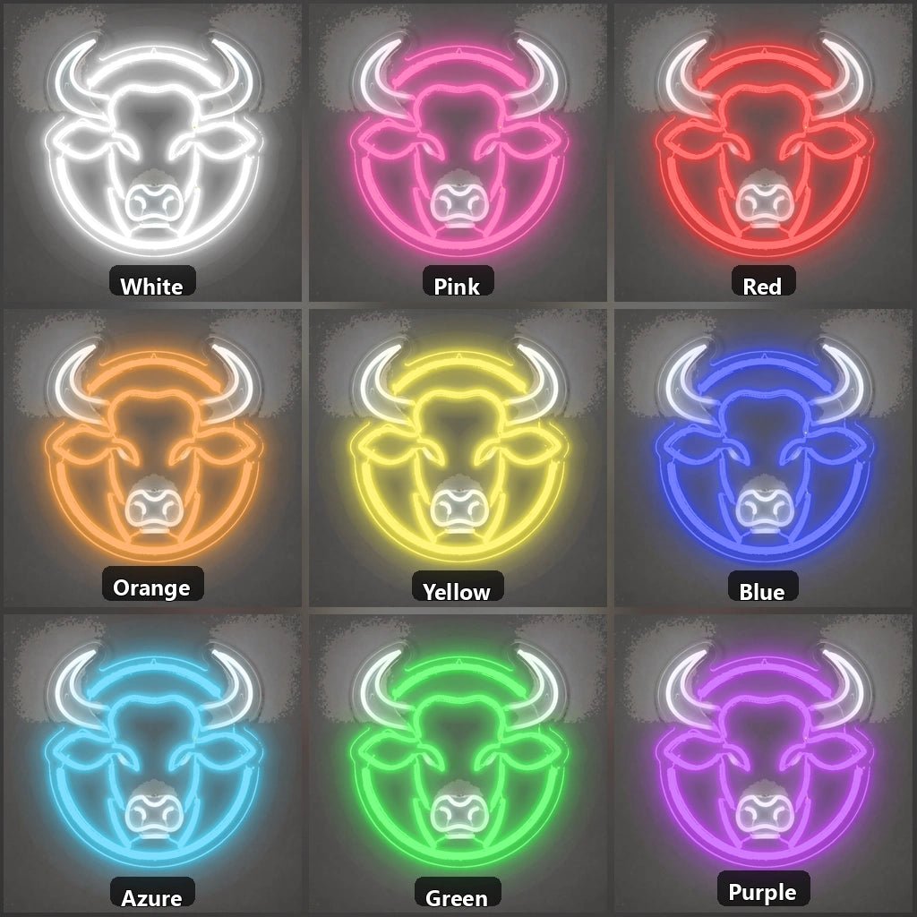 Round Frame Bull Head Vintage LED Neon Sign - Shineneon