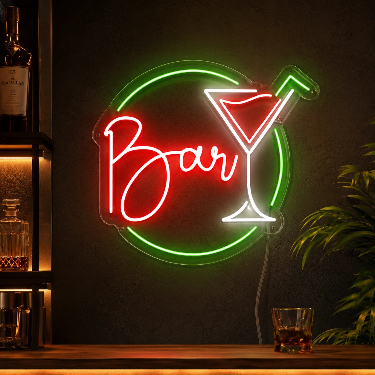 Round Martini Bar Neon Sign LED Neon Sign high-converting product image