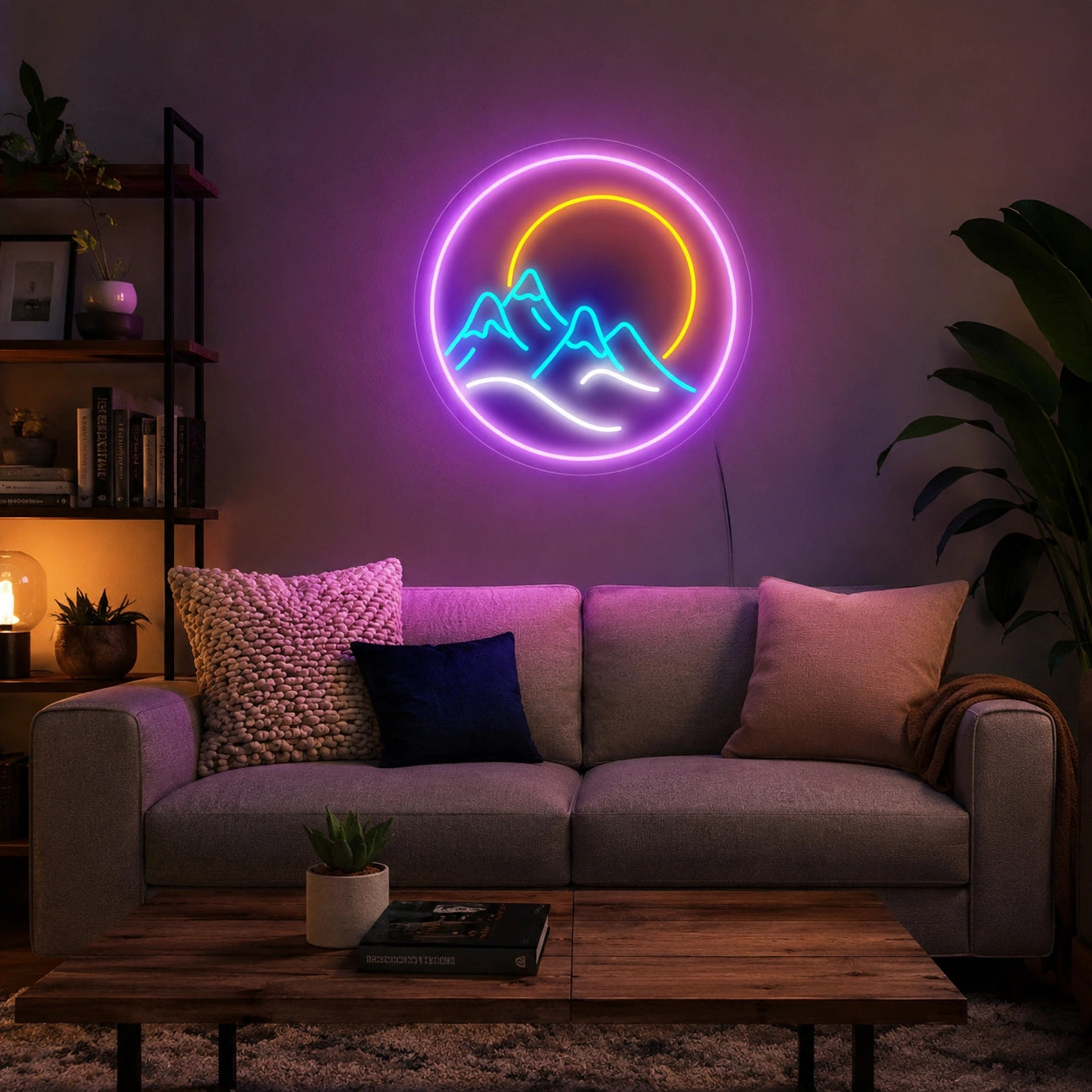 Round Mountain Sunset Neon Sign LED Neon Sign real lifestyle scene