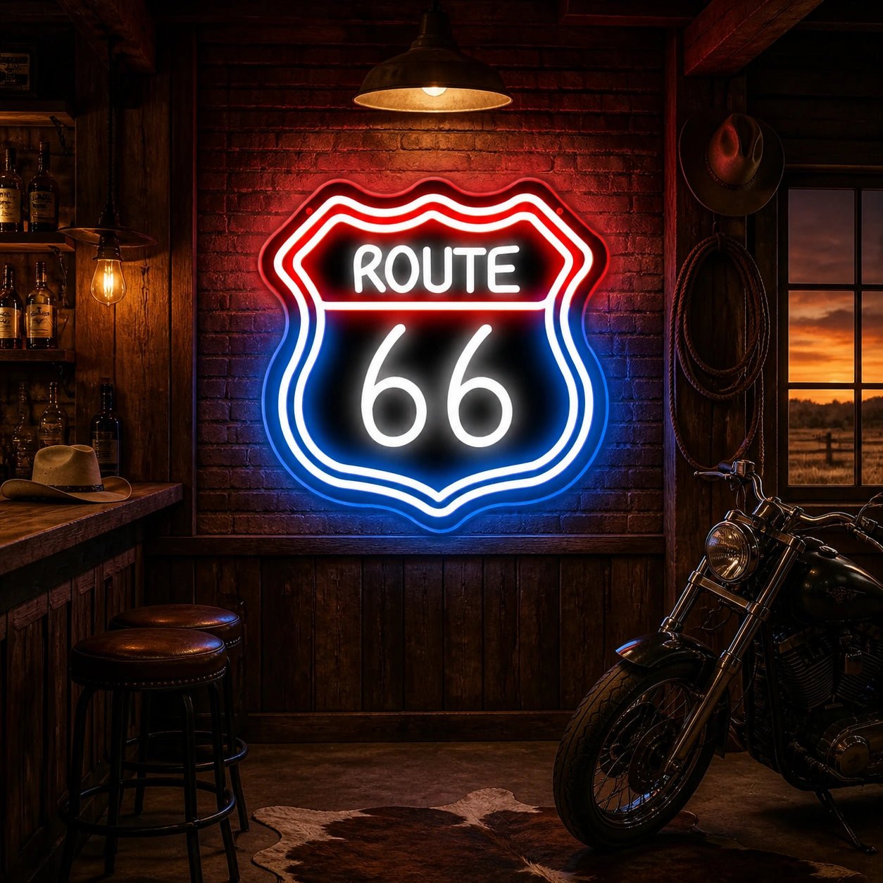 Route 66 Highway Shield Vintage LED Neon Sign - Shineneon