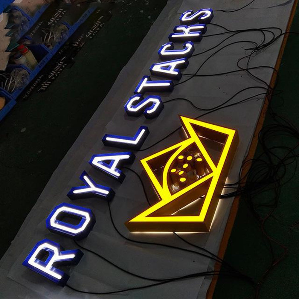 Royal Stacks With Logo 3D Frontlit Letters Metal Led Sign