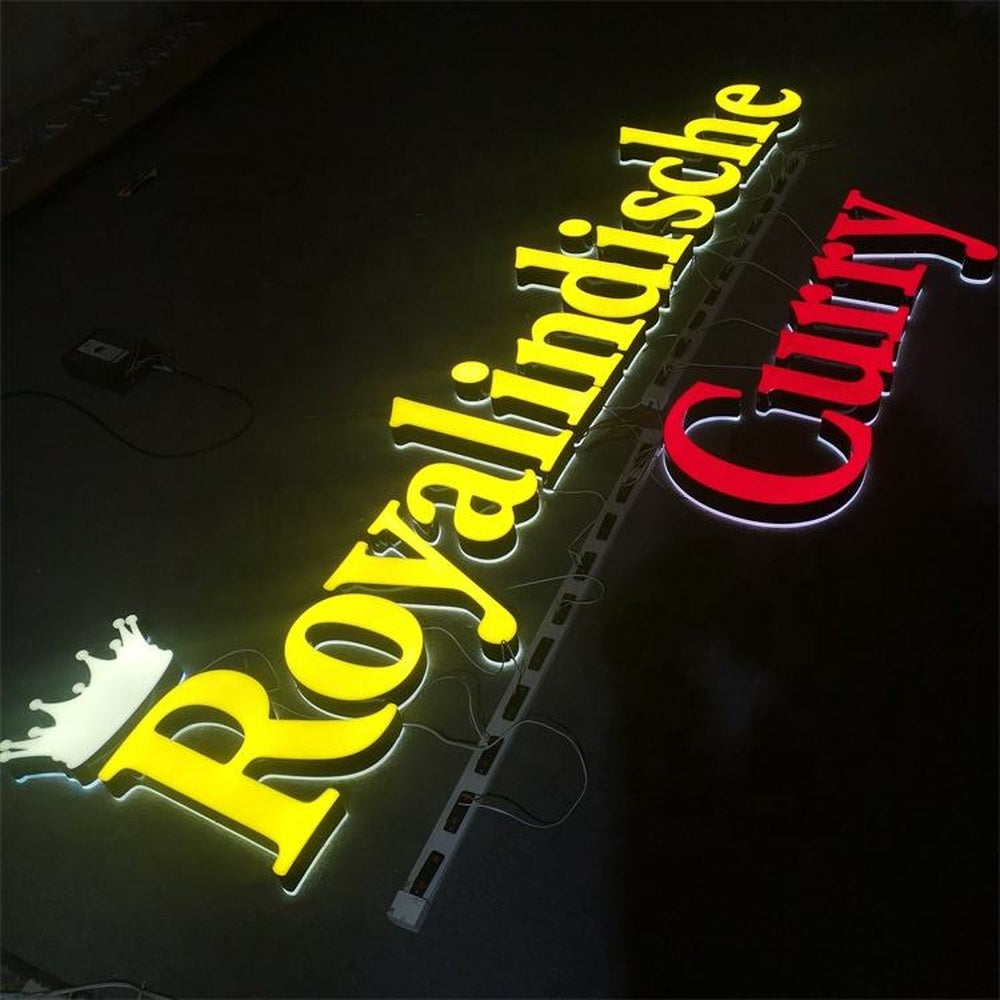 Royalindische Curry 3D Frontlit And Backlit Channel Letter Led Light Sign
