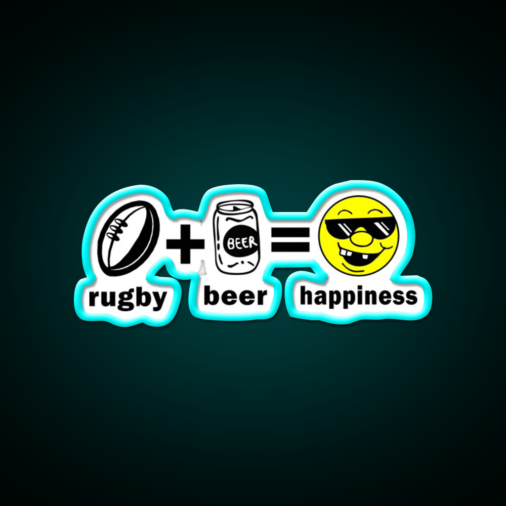 Rugby Plus Beer Equal Happiness Beer Bar Decor Led Neon Sign Rgb Color - Size and dimension reference
