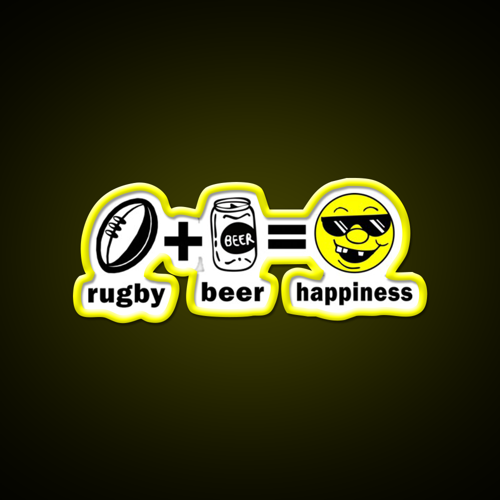 Rugby Plus Beer Equal Happiness Beer Bar Decor Led Neon Sign Rgb Color - LED neon sign view 7