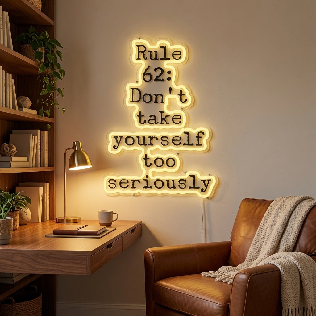 Rule 62 Don't Take Yourself Too Seriously LED Neon Sign - Shineneon