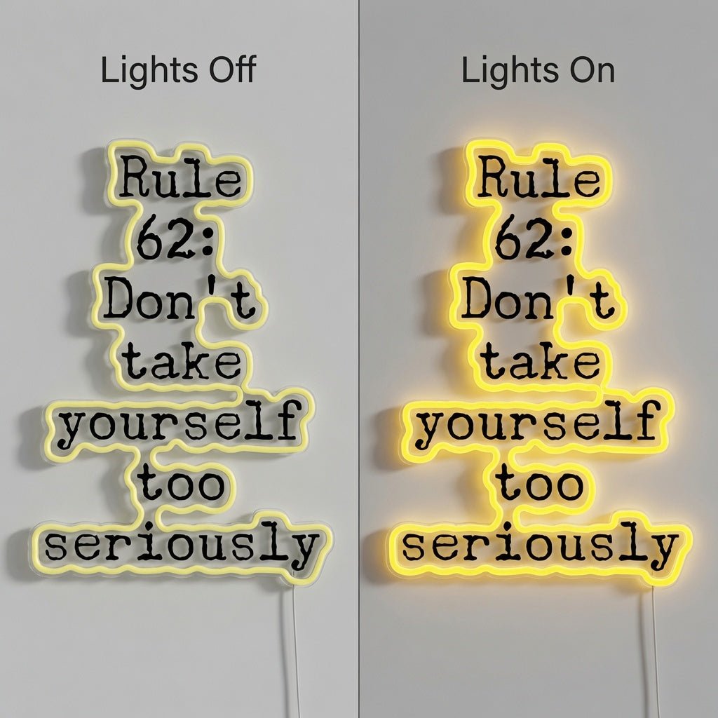 Rule 62 Don't Take Yourself Too Seriously LED Neon Sign Wall Neon Sign - Shineneon