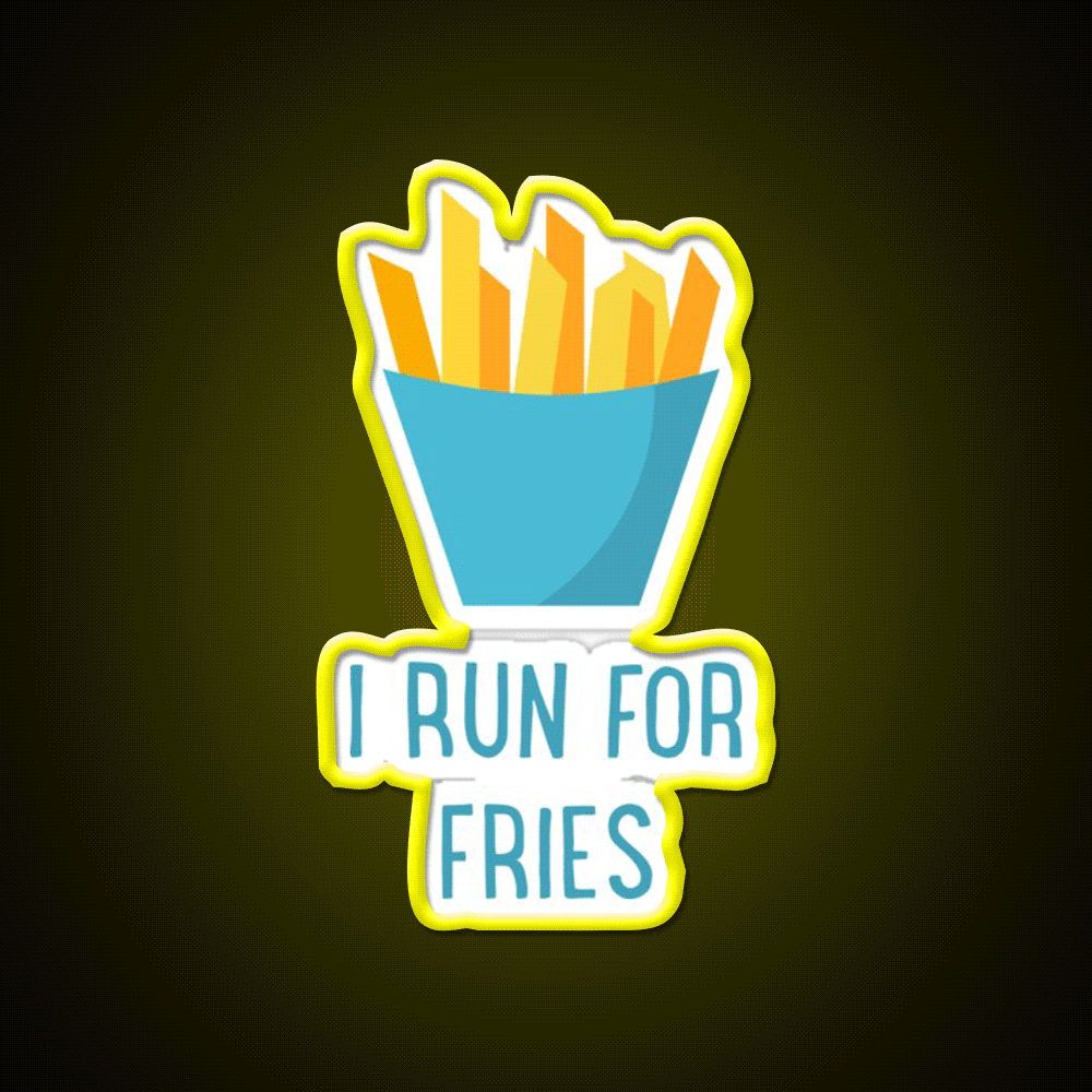 Run For Fries Fast Food Led Neon Sign For Burger Place Rgb Color - Custom LED neon sign front view