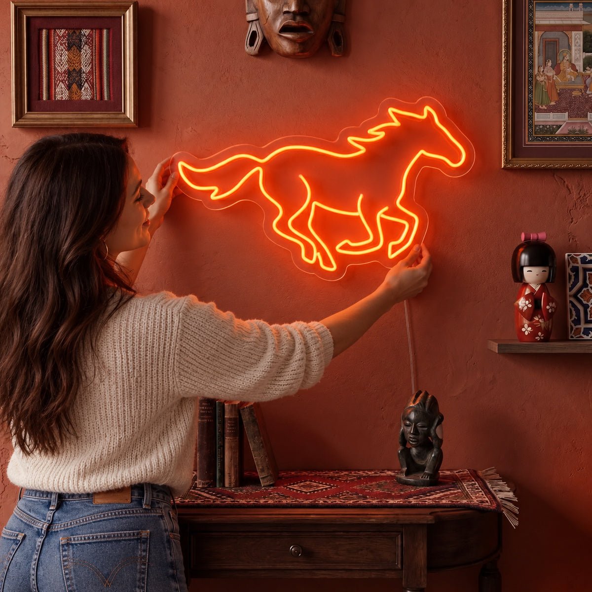 Running Mustang Western Bar Vintage LED Neon Sign Garage Neon Sign - Shineneon