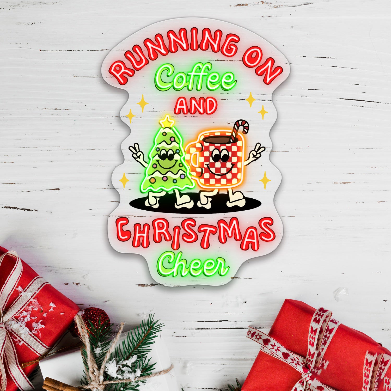 Running on Coffee and Christmas Cheer Acrylic Led Neon Sign | Shineneon