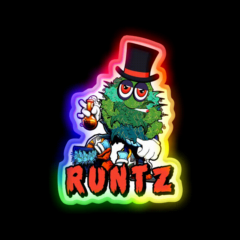 Runtz Strain Hemp Inspired Green Leaf Led Neon Sign Rgb Color - LED neon sign close-up detail