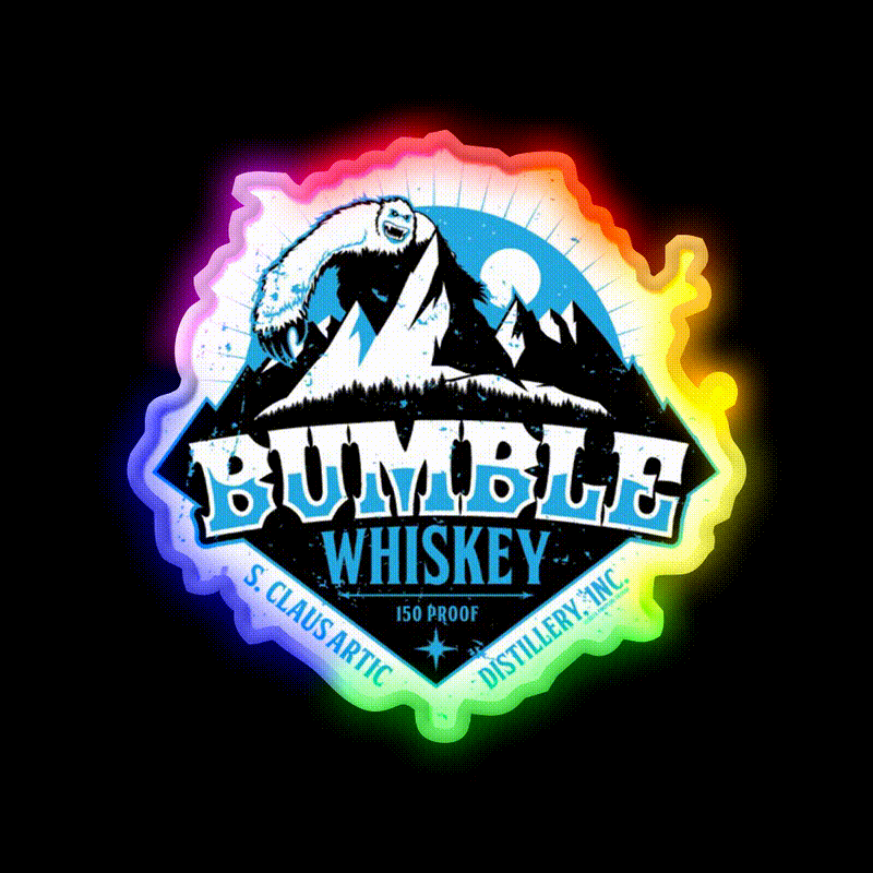 S Claus Distillery Bumble Whiskey Drink Bar Led Neon Sign Rgb Color