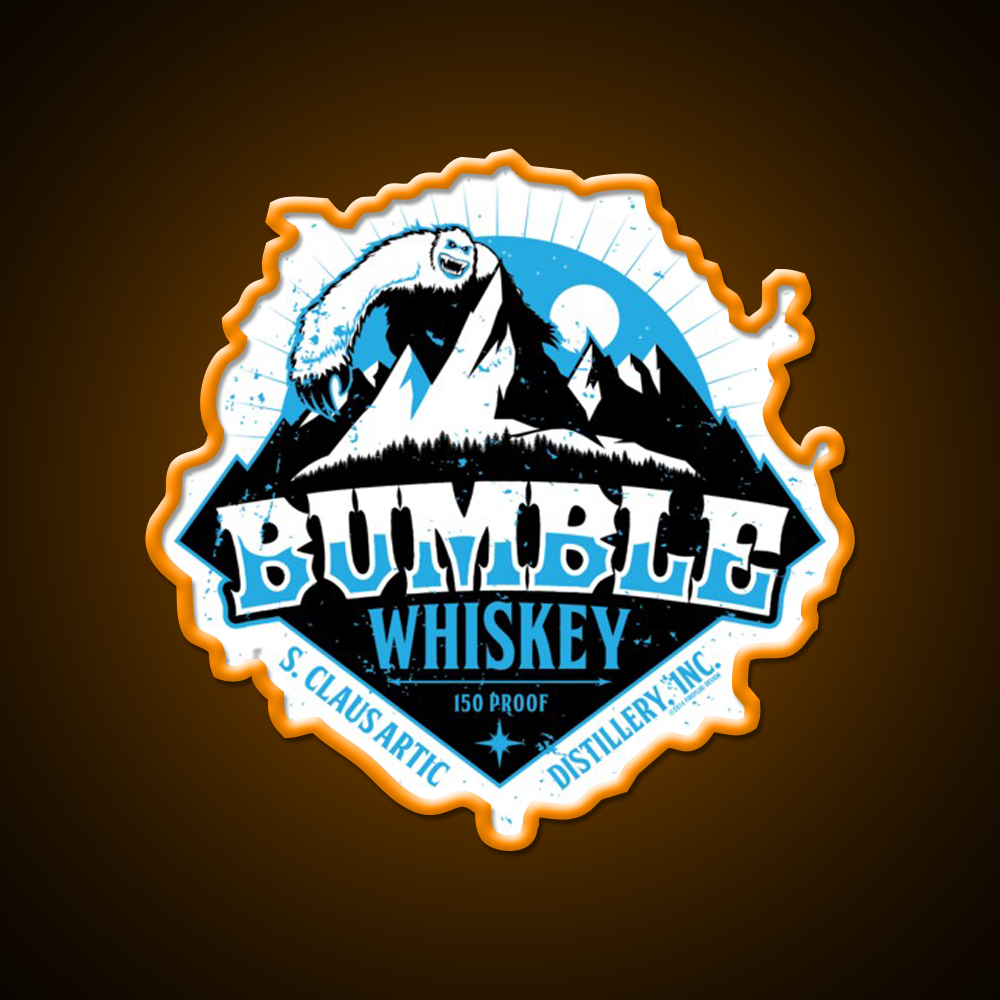 S Claus Distillery Bumble Whiskey Drink Bar Led Neon Sign Rgb Color