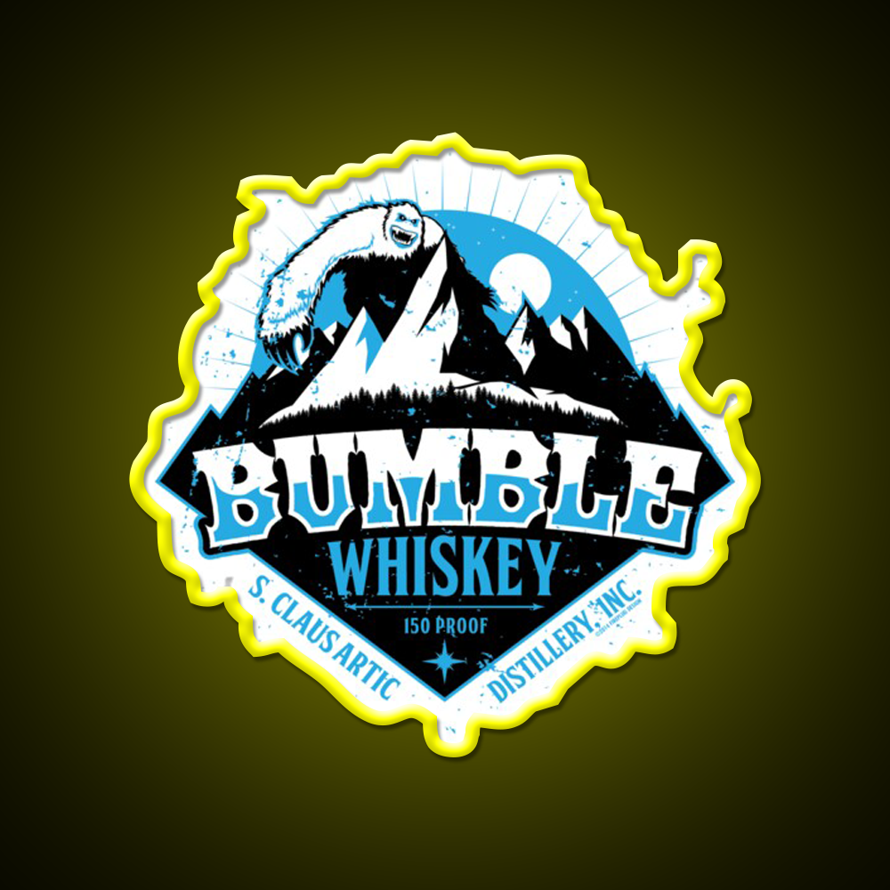 S Claus Distillery Bumble Whiskey Drink Bar Led Neon Sign Rgb Color