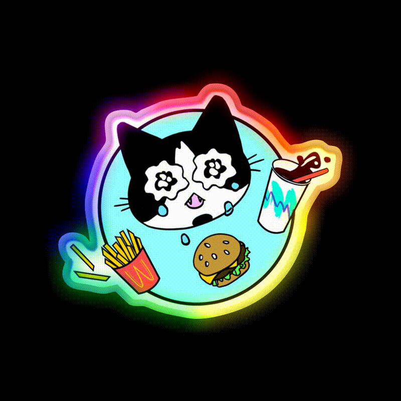 Sad Boy Snack Time Fast Food Led Neon Sign For Burger Place Rgb Color - LED neon sign close-up detail