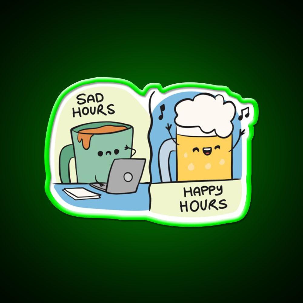 Sad Hours And Happy Hours Man Cave Bar Led Neon Sign Rgb Color