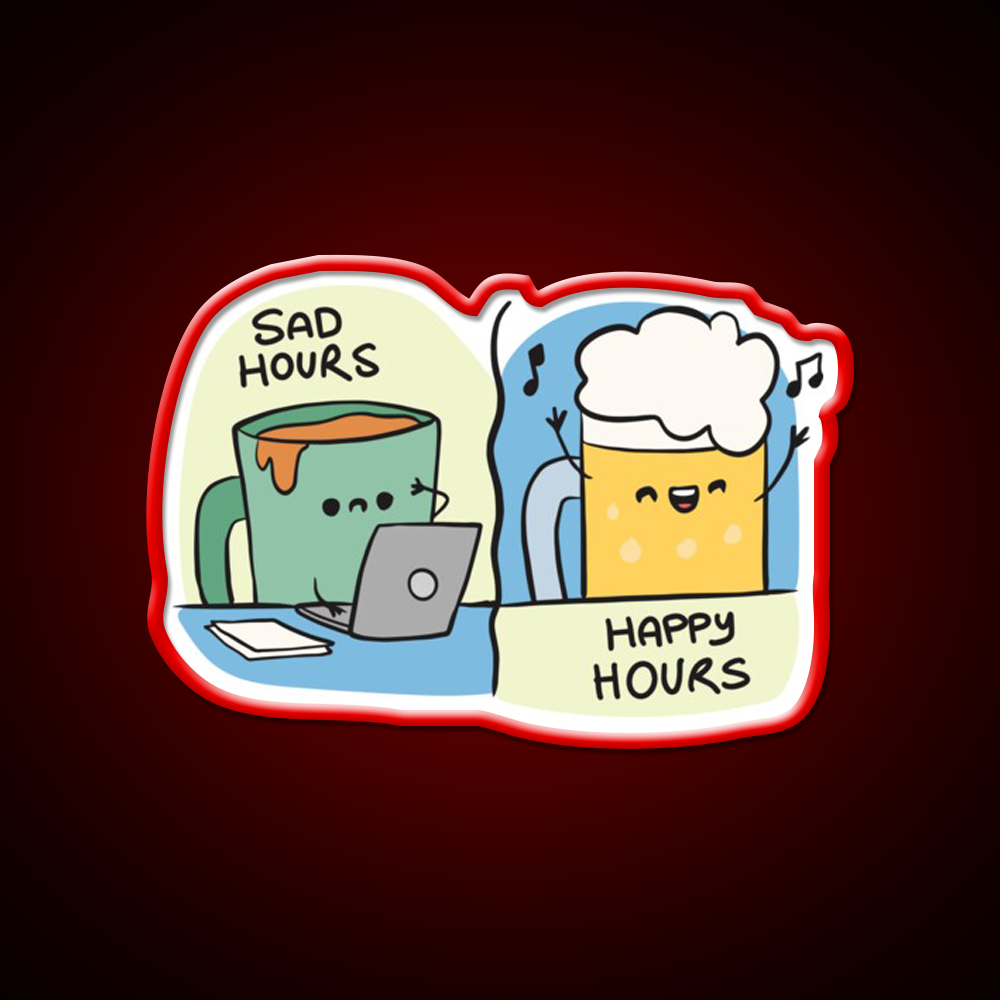 Sad Hours And Happy Hours Man Cave Bar Led Neon Sign Rgb Color