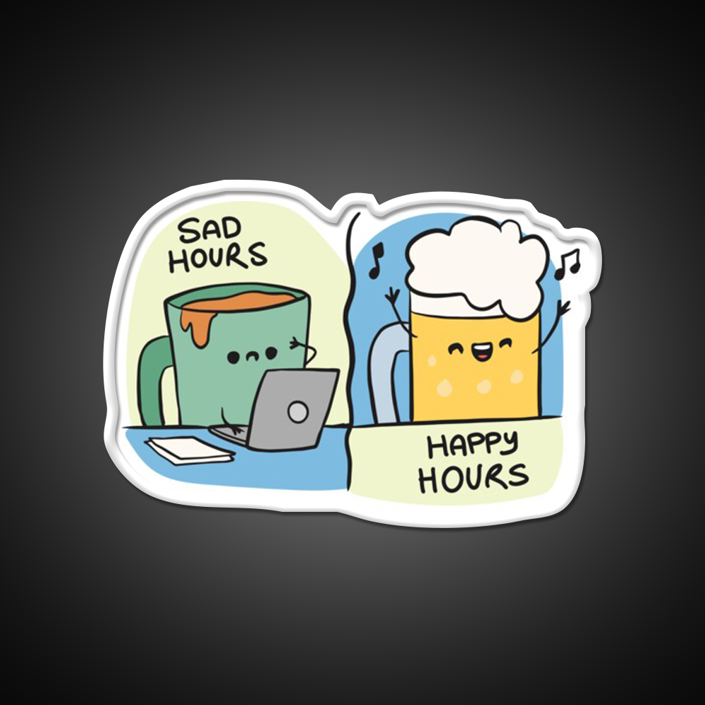 Sad Hours And Happy Hours Man Cave Bar Led Neon Sign Rgb Color