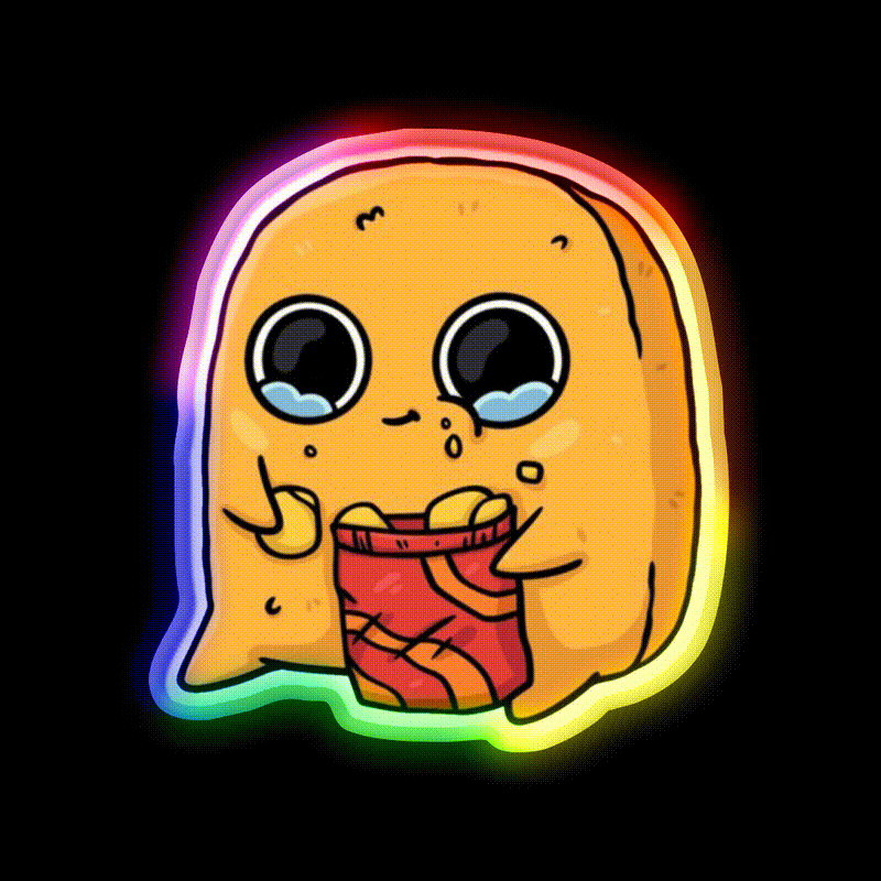 Sad Nugget Chips Fast Food Led Neon Sign For Burger Place Rgb Color - LED neon sign close-up detail