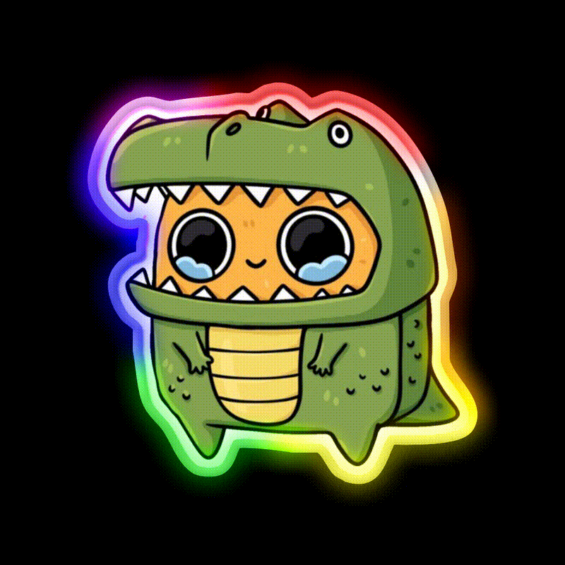 Sad Nugget Dinosaur Fast Food Led Neon Sign For Burger Place Rgb Color - LED neon sign close-up detail