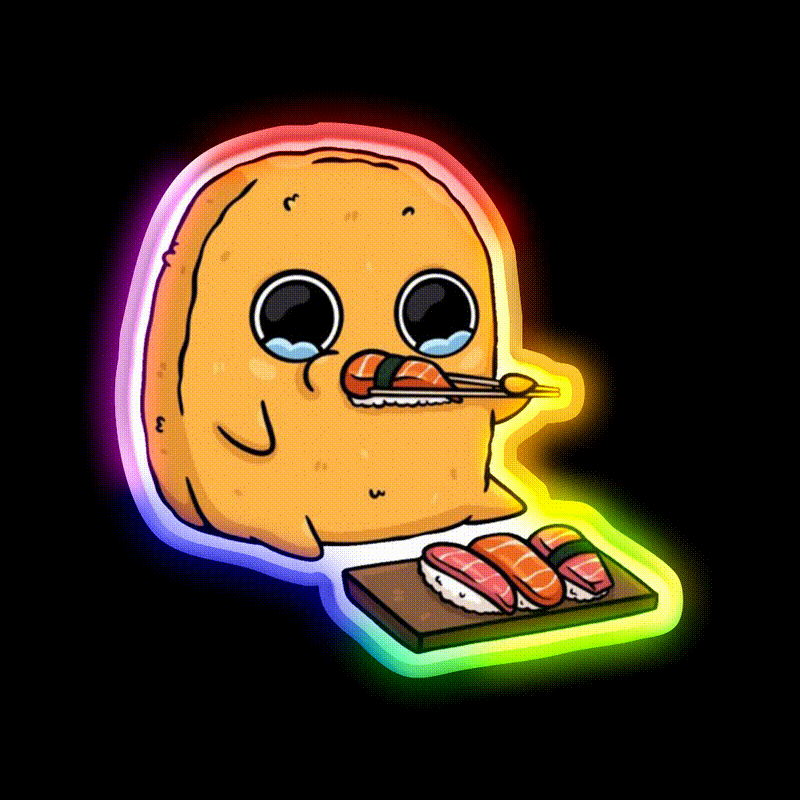 Sad Nugget Sushi Fast Food Led Neon Sign For Burger Place Rgb Color - LED neon sign close-up detail