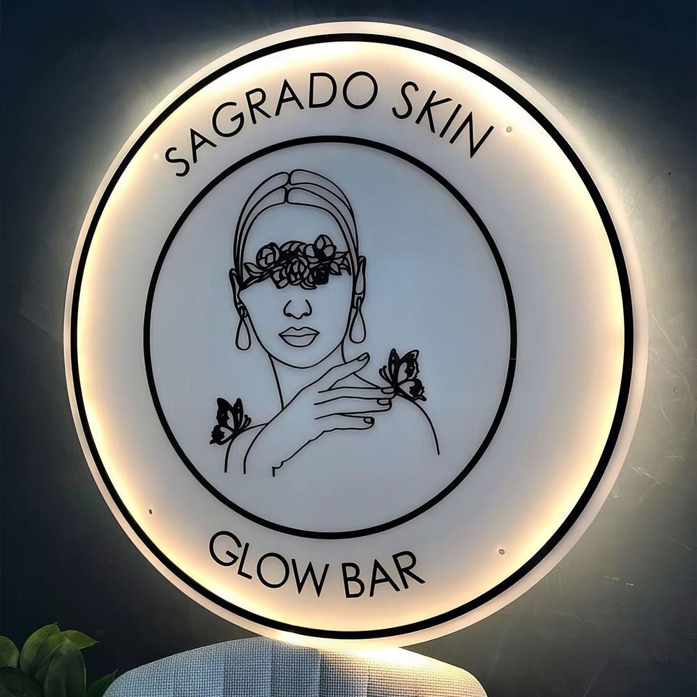 Sagrado Skin Glow Bar Acrylic Business Logo Sign - Shineneon