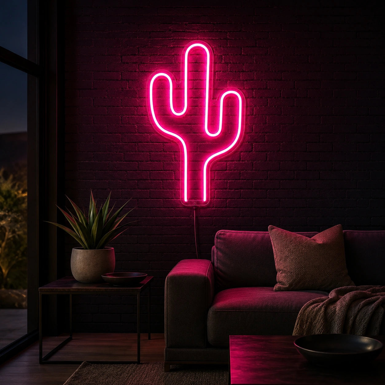 Saguaro Cactus Silhouette LED Neon Sign real lifestyle scene