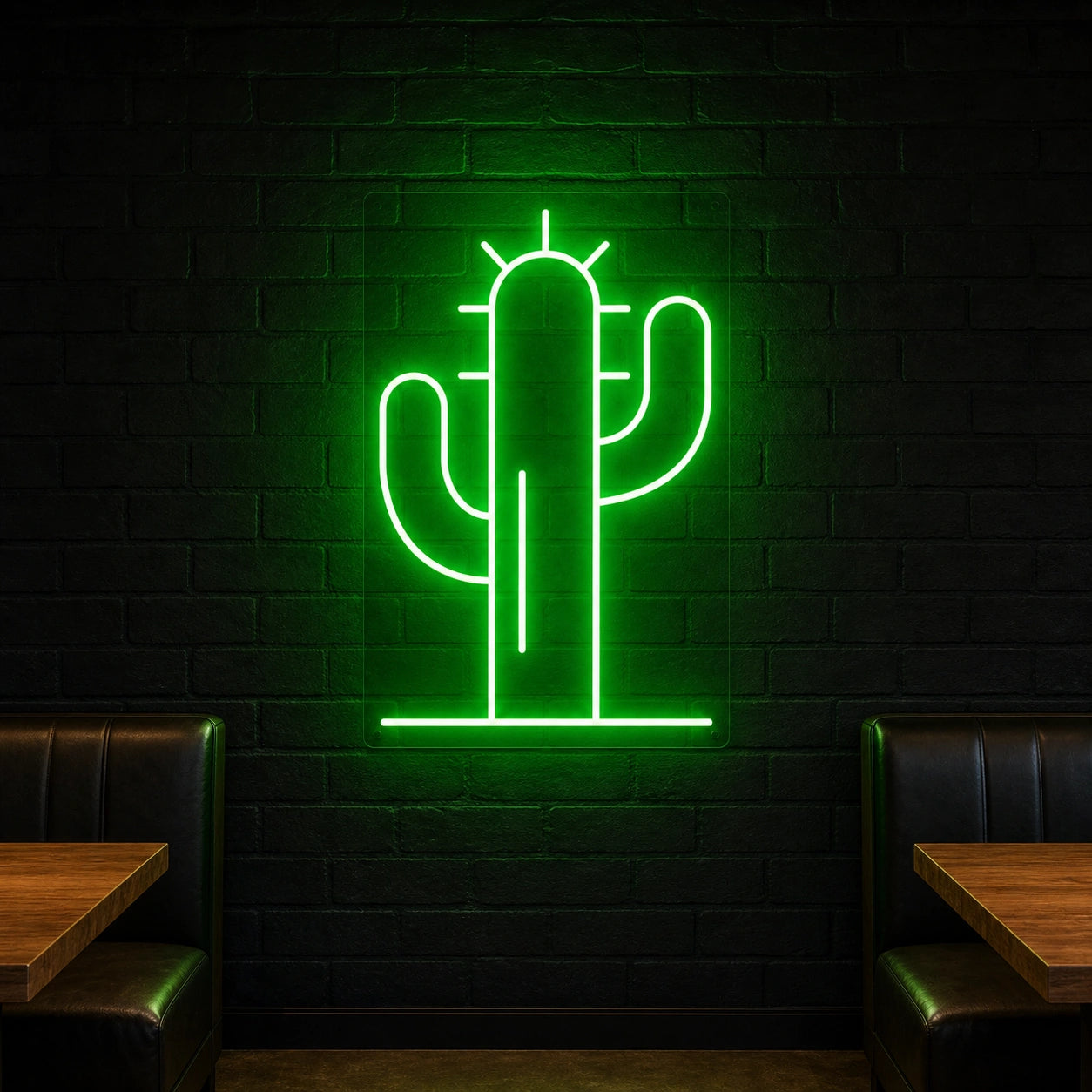 Saguaro Cactus With Spine Lines LED Neon Sign Garage Man Cave Neon Sign real lifestyle scene