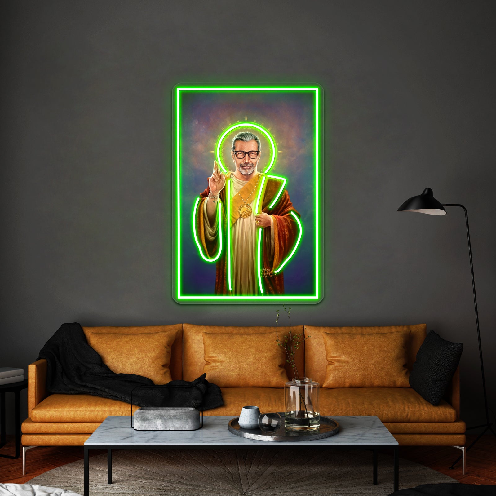 Saint Jeff Of Goldblum Original Religious Painting Artwork Led Neon Signs | Shineneon