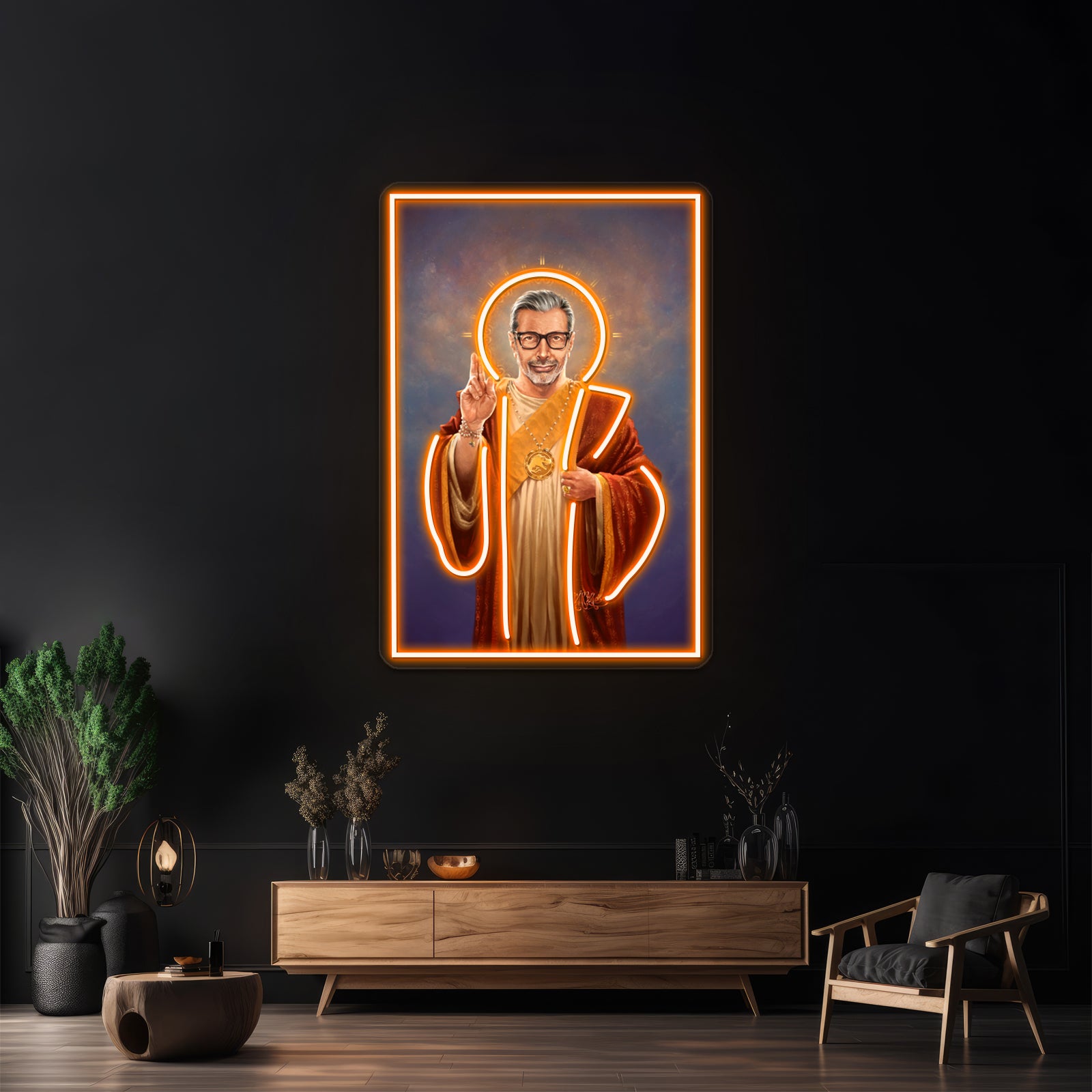 Saint Jeff Of Goldblum Original Religious Painting Artwork Led Neon Signs | Shineneon