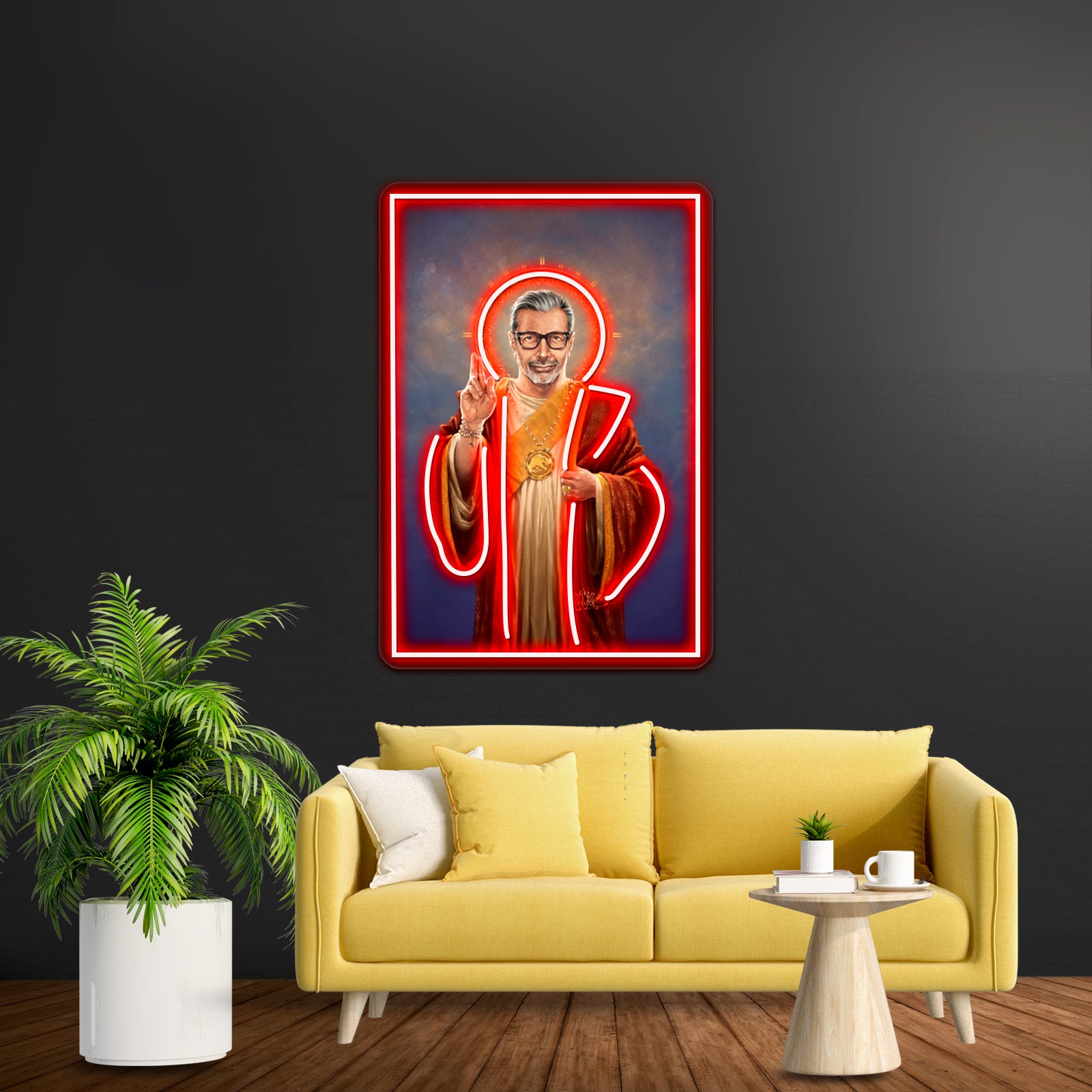 Saint Jeff Of Goldblum Original Religious Painting Artwork Led Neon Signs | Shineneon